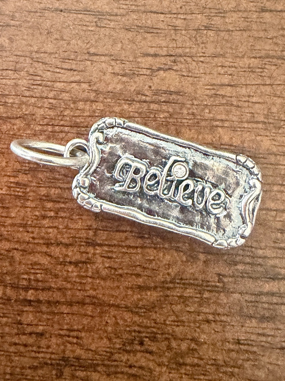 Grace & Heart G&H BELIEVE Tablet Jewelry Charm Pendant 1” .925 SS Crystal P1584